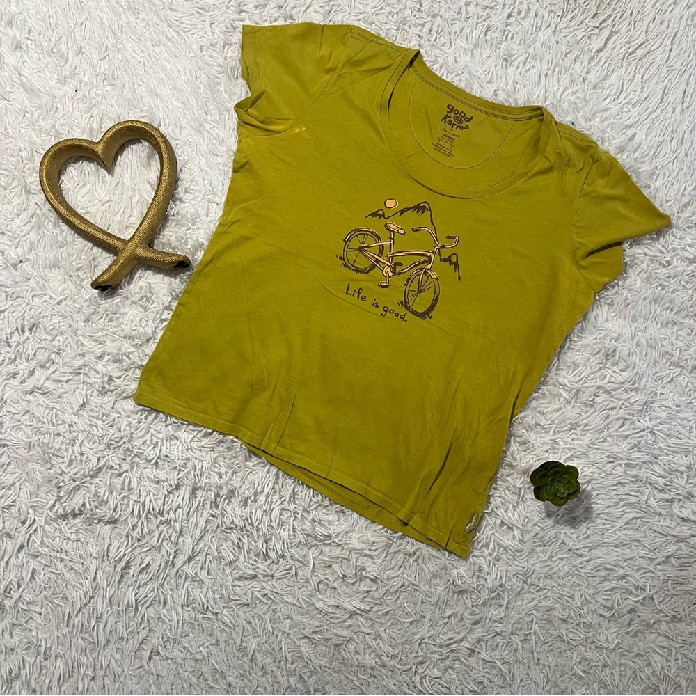 Life Is Good Women's Yellow Bicycle Tee